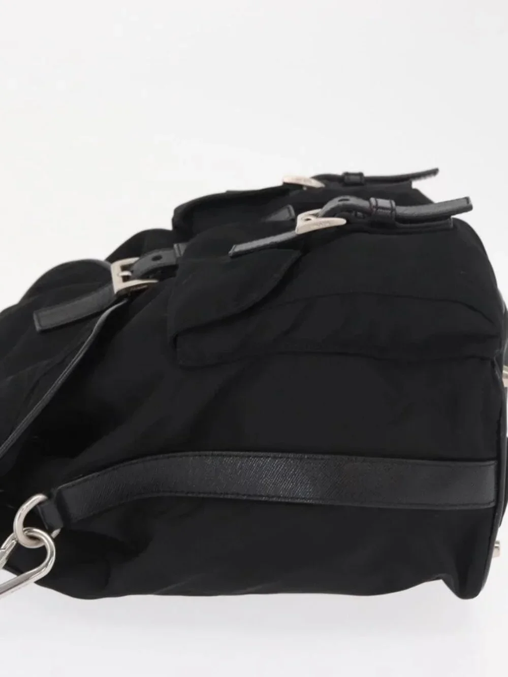PRADA Shoulder Bag Nylon Black Silver